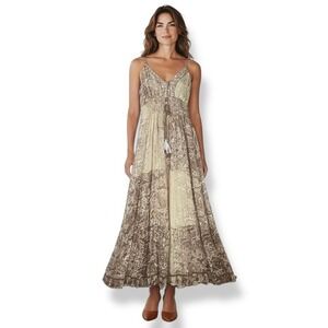 Me 2 Magic Maxi Dress Womens Size Large Boho Hippie Indie Sequin Paisley Tassel‎